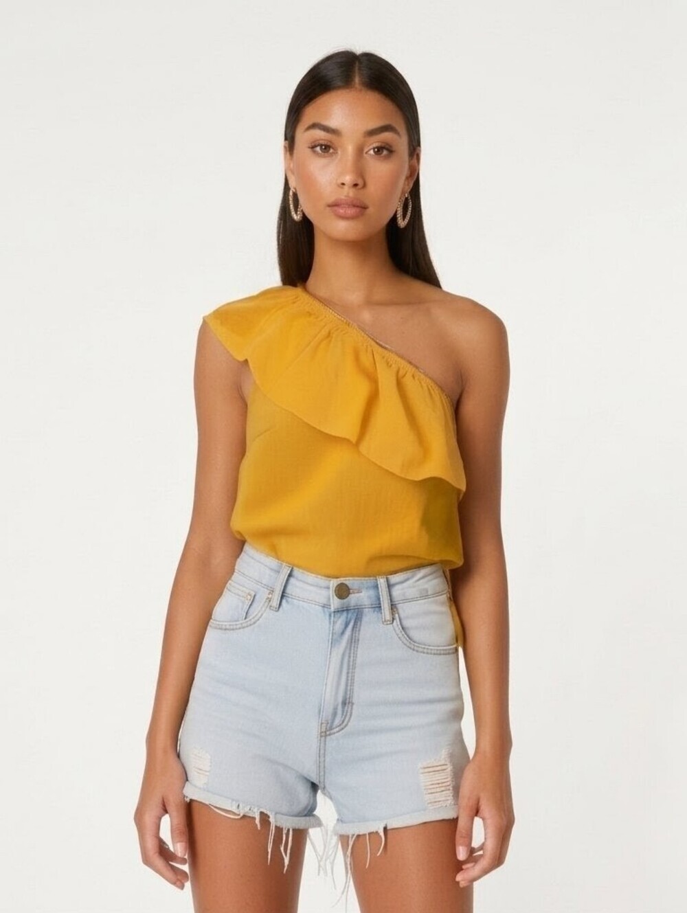 J. Crew Yellow Ruffle Top-XXS